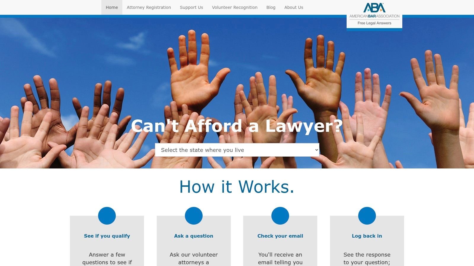 ABA Free Legal Answers (Online Brief Advice)